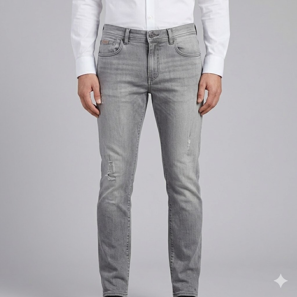 Armani Exchange J13 Slim Fit Distressed Jeans Size 33 Gray Denim